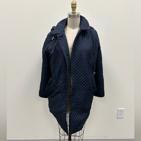 BURBERRY LONDON Blue Winter light quilted Long Jacket Sz 6L - Picture 1 of 10